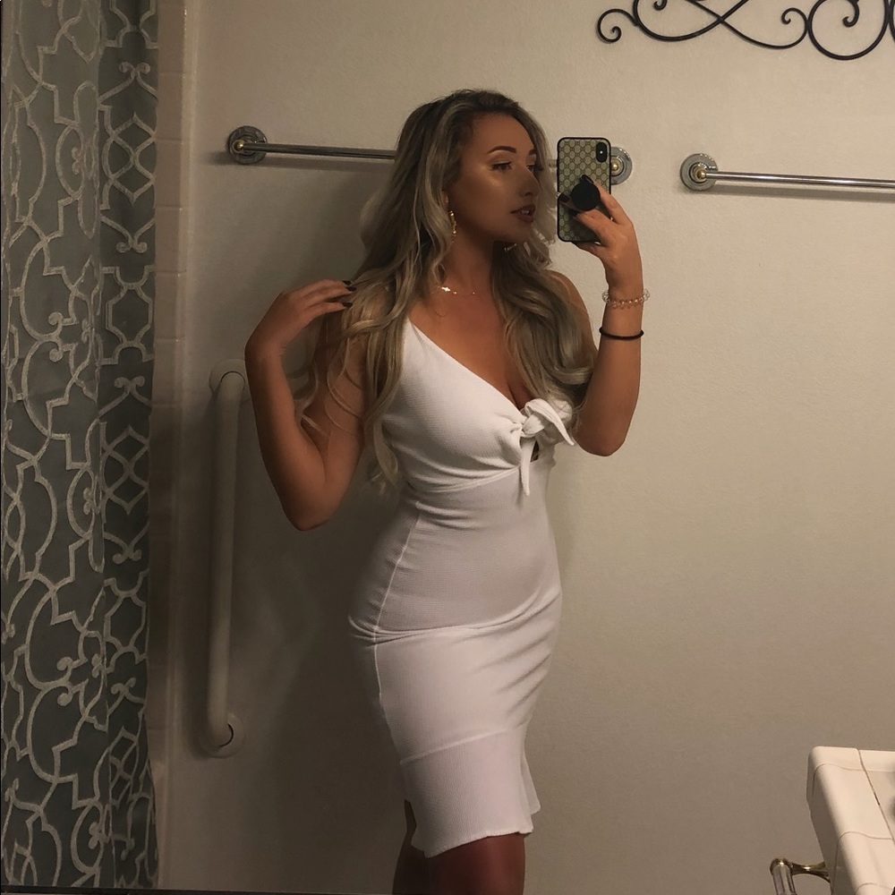 white knee length formal dress from Guess